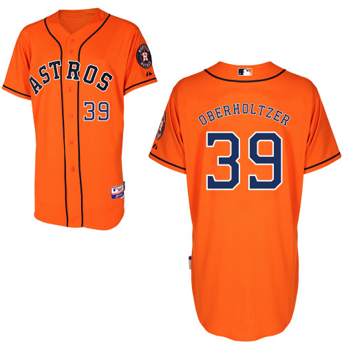 Brett Oberholtzer #39 MLB Jersey-Houston Astros Men's Authentic Alternate Orange Cool Base Baseball Jersey